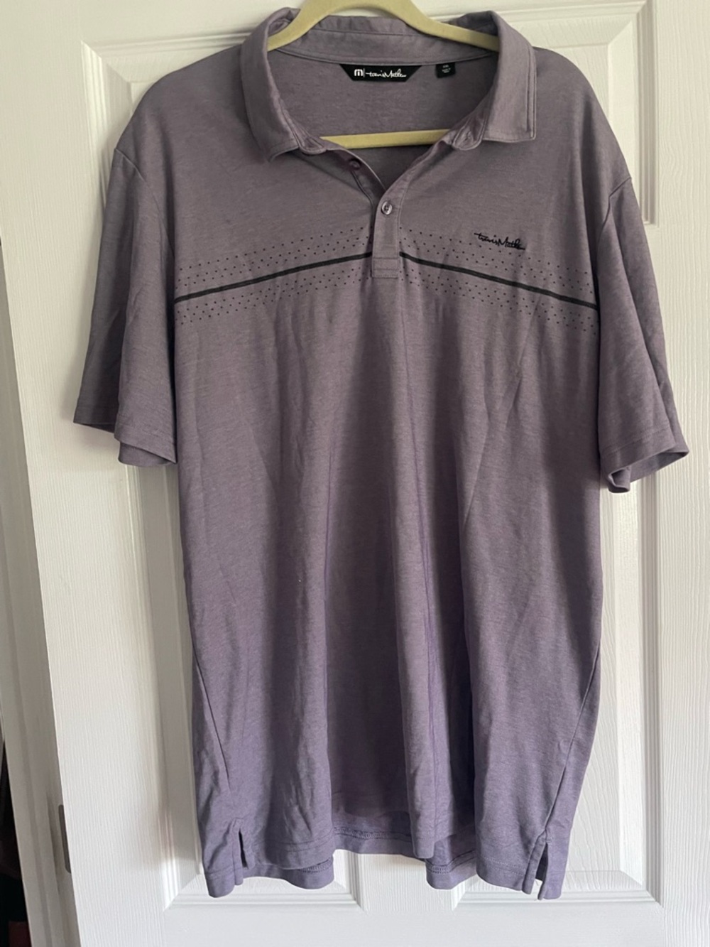 Travis Mathew Men's Mauve Polo with Subtle Stripe Detail